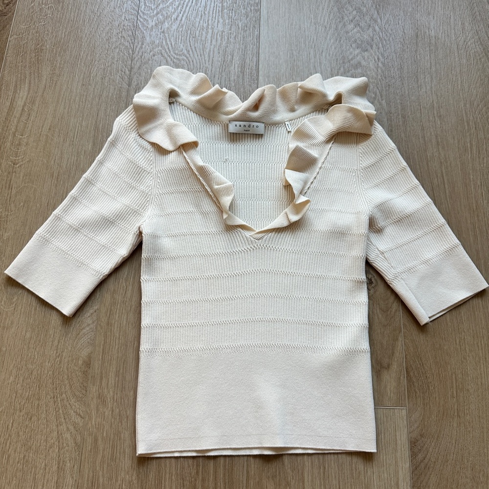 SANDRO PARIS LIYAH SWEATER Cream Size 1